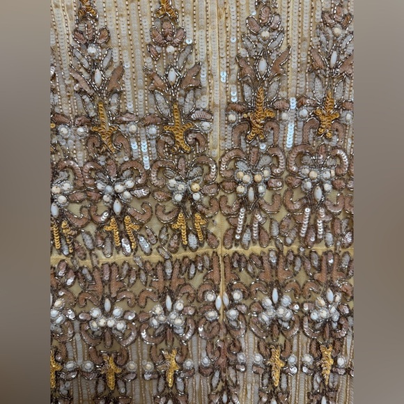 Mac Duggal 5576 Peach Embellished Long Sleeve High Neck Column Dress Size 10 - Picture 14 of 17